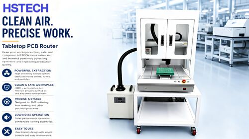 Últimos blogs da empresa sobre Novo roteador PCB de mesa com extração de fumos integrada – precisão, segurança e eficiência para fluxos de trabalho SMT