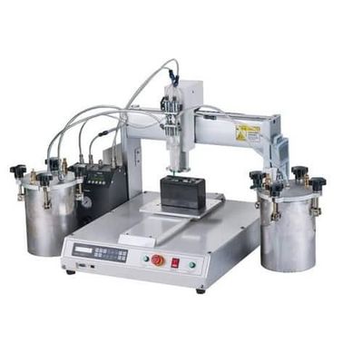 Bom preço. Máquina de distribuição de cola PLC de tela de texto com 4 estações rotativas e precisão de repetição de ± 0,02 mm para distribuição de cola de lâmpada LED on-line
